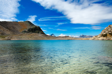 Blue lake of high mountains