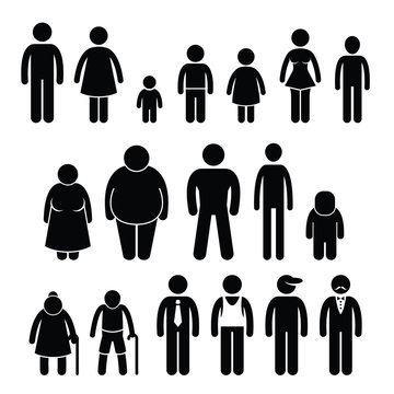 People Character Man Woman Children Age Size Stick Figure Pictogram Icons