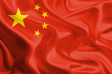 Waving Fabric Flag of China