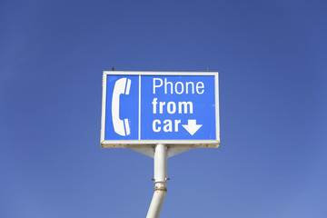 A sign reading Phone from car, Nebraska