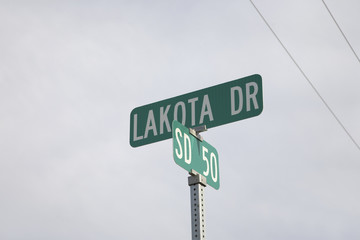 Road sign for Lakota (Sioux) Indians, South Dakota