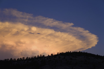 Western sunset and spectacular clouds, Hot Springs, South Dakota