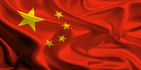 Waving Fabric Flag of China