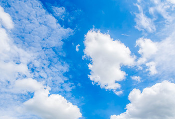 Blue sky background with white clouds on the bright day summer.