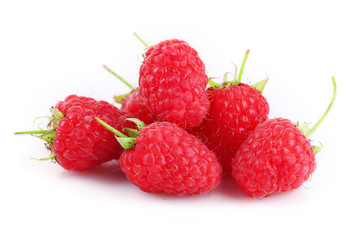 Fresh raspberries isolated on white