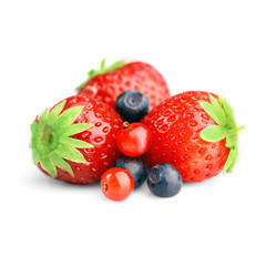Group of fresh berries isolated on white
