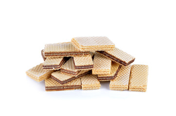 sweet wafer cream with chocolate on white background