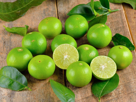 Fresh lime  on wooden  background