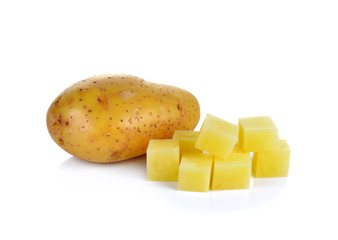 Sliced potatoes on white background