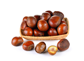 Roasted Chestnut on white background
