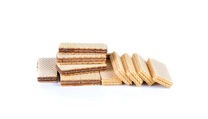 sweet wafer cream with chocolate on white background
