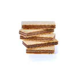 sweet wafer cream  chocolate  on white background