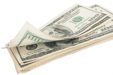 Stack of money american hundred dollar bills