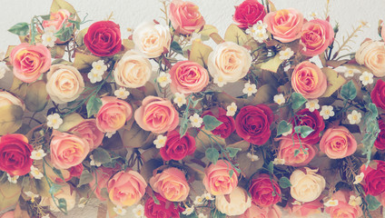 Vintage Bouquet of  Roses for wedding, soft focus effect