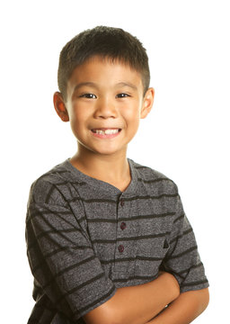 Cute, Handsome, Happy Filipino Boy on White Background