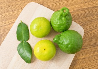 Top View of Kaffir Lime with Lemon Lime