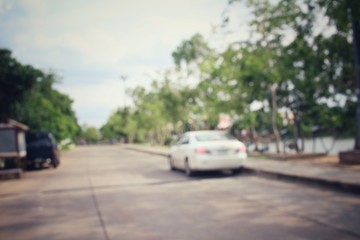 Fototapeta na wymiar Blurred of car on road