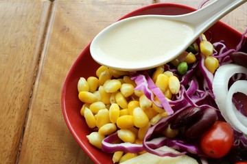 Fresh salad with mayonnaise