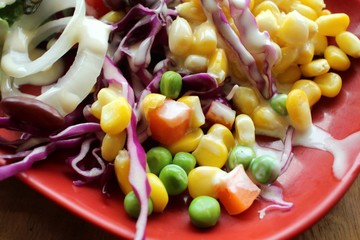 Fresh salad with mayonnaise