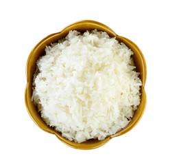 Rice in a bowl isolated on a white background