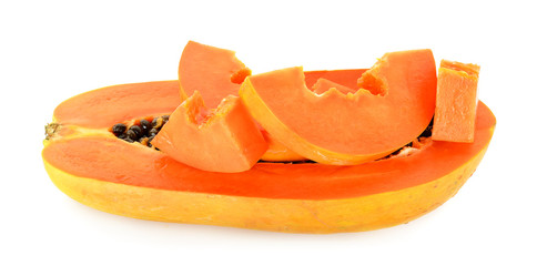 Ripe papaya isolated on the white background