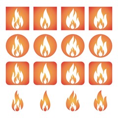 Fire and flame icons set