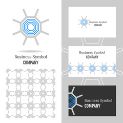 Business logo for the company. Vector polygon element for editing. Business card with logo for corporate, media, technology. Seamless geometric pattern