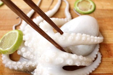 Fresh octopus food with lemon