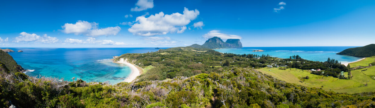 Panoramic view over Lord Howe Island, Australia