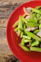 Chinese cuisine of fried asparagus
