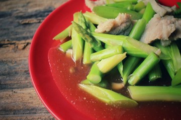 Chinese cuisine of fried asparagus