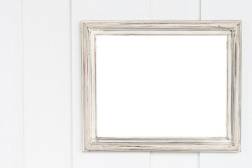 Blank frame on wood background