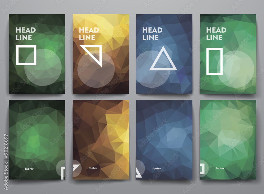 Canvas Prints Set of abstract brochures in poligonal style 