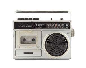 Vintage Radio isolate on white ,retro technology-clipping path
