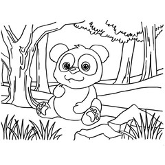 Giant panda coloring pages vector

