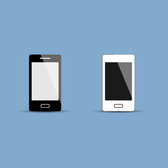 Black and white smartphone with shadow