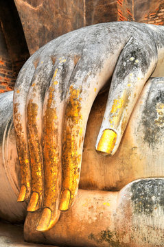 Golden Buddhist hand in Sukhothai Historical Park, Sukhothai Province, Thailand