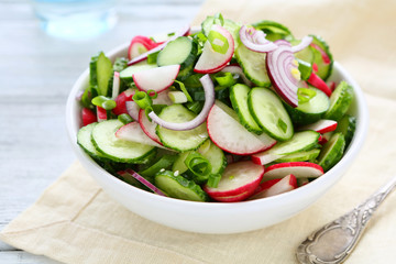spring salad with radish in bowl