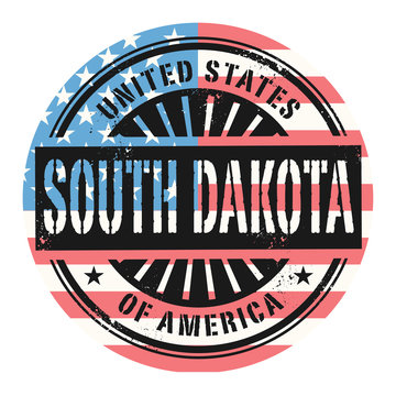 Stamp with the text United States of America, South Dakota