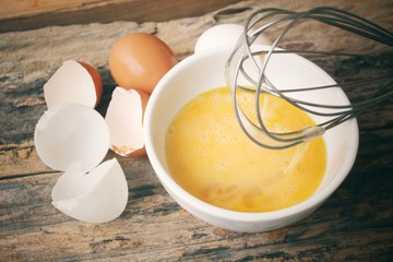 Eggs in a bowl with whisk