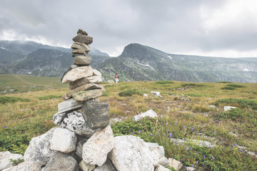 Stacked stones in the mountain