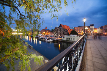 City of Bydgoszcz by Night in Poland - obrazy, fototapety, plakaty
