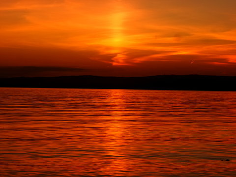 Sunset lake background summer