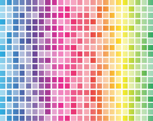 Rainbow squares with white grid background