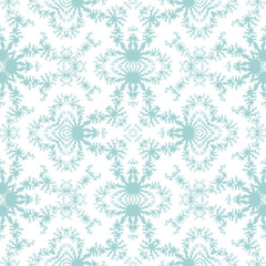 Seamless fractal blue pattern on white background