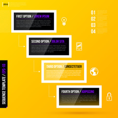 Stairs made of four banners/options on bright yellow background. EPS10