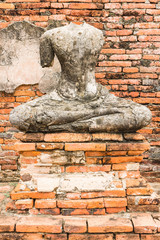 Old Buddha Statue at Wat Chaiwatthanaram Ayutthaya ,Thailand