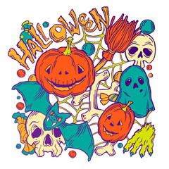 Obraz na płótnie Canvas Card for Halloween with horror elements