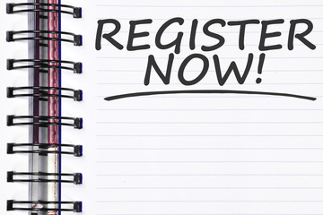 register now words on spring note book