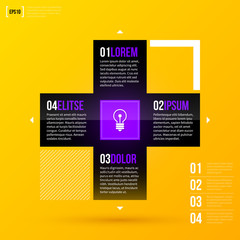 Cross layout with four options on yellow background. EPS10